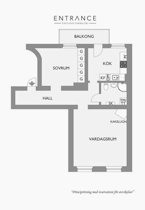  Чёрно-белая квартира с лёгкими цветными акцентами в Швеции (57 кв. м) 