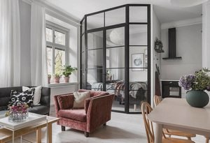  Красивая скандинавская квартира со спальней за стеклом (42 кв. м) 